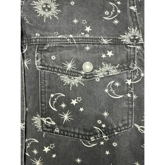 STOOSH Vintage Denim Jacket – Celestial Sun & Moon Print – Size Juniors XL - Picture 4 of 8